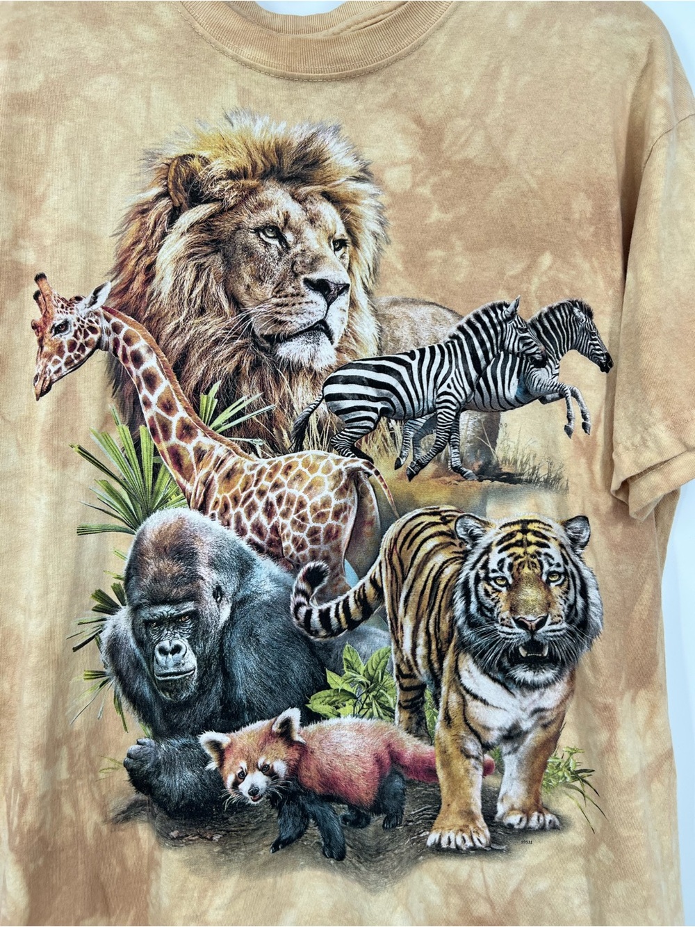 The Mountain Yellow Tie Dye Savannah Safari Animals Cotton Tee Shirt Large - Picture 3 of 5